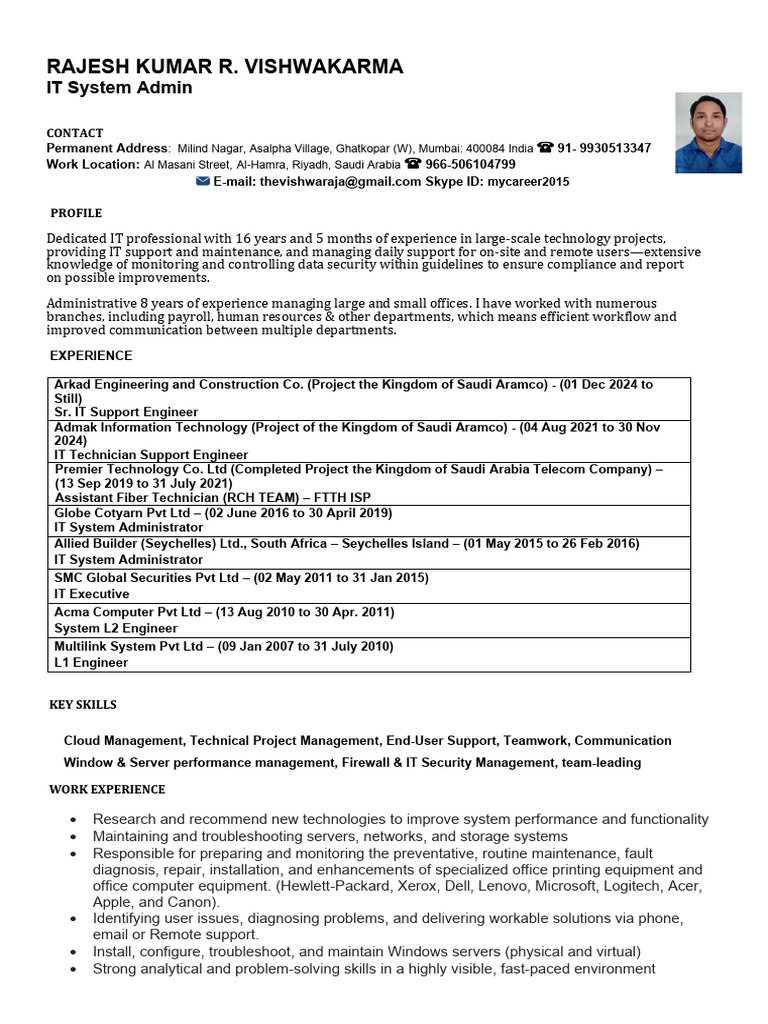 IT System Administrator Resume | PDF | Microsoft Windows | Computer Network