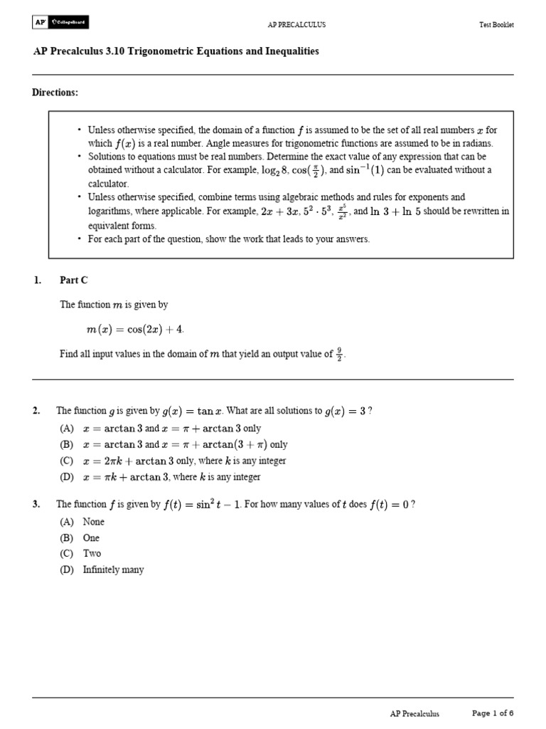 Trigonometric Equations and Solutions Guide | PDF | Function ...