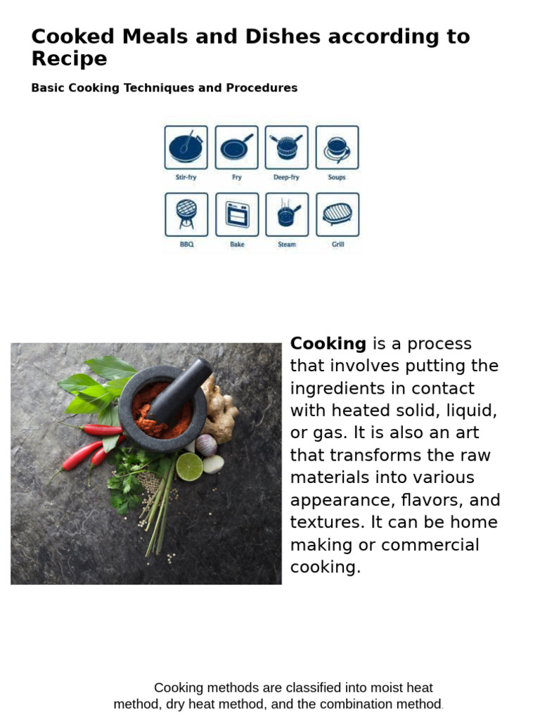 Cooked Meals and Dishes According To Recipe | PDF | Grilling | Cooking