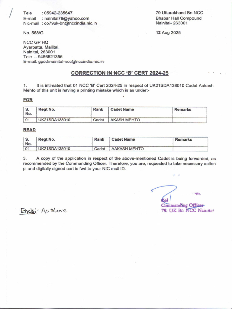 Correction in B Cert | PDF