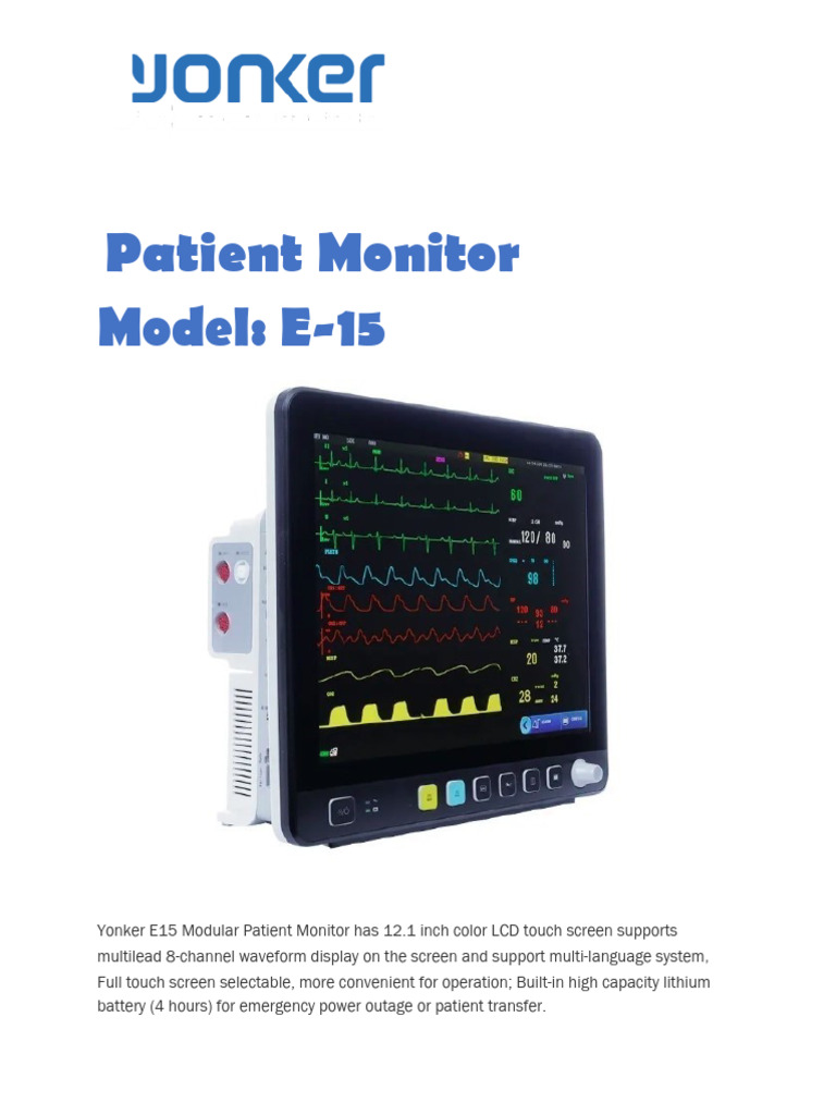 Yonker E15 Modular Patient Monitor | PDF