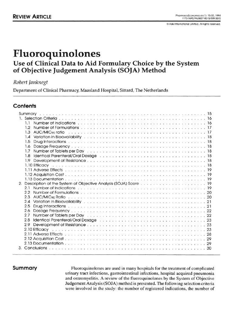 Ciprofloxacin Evaluation Using SOJA Method | PDF | Drugs | Medicine