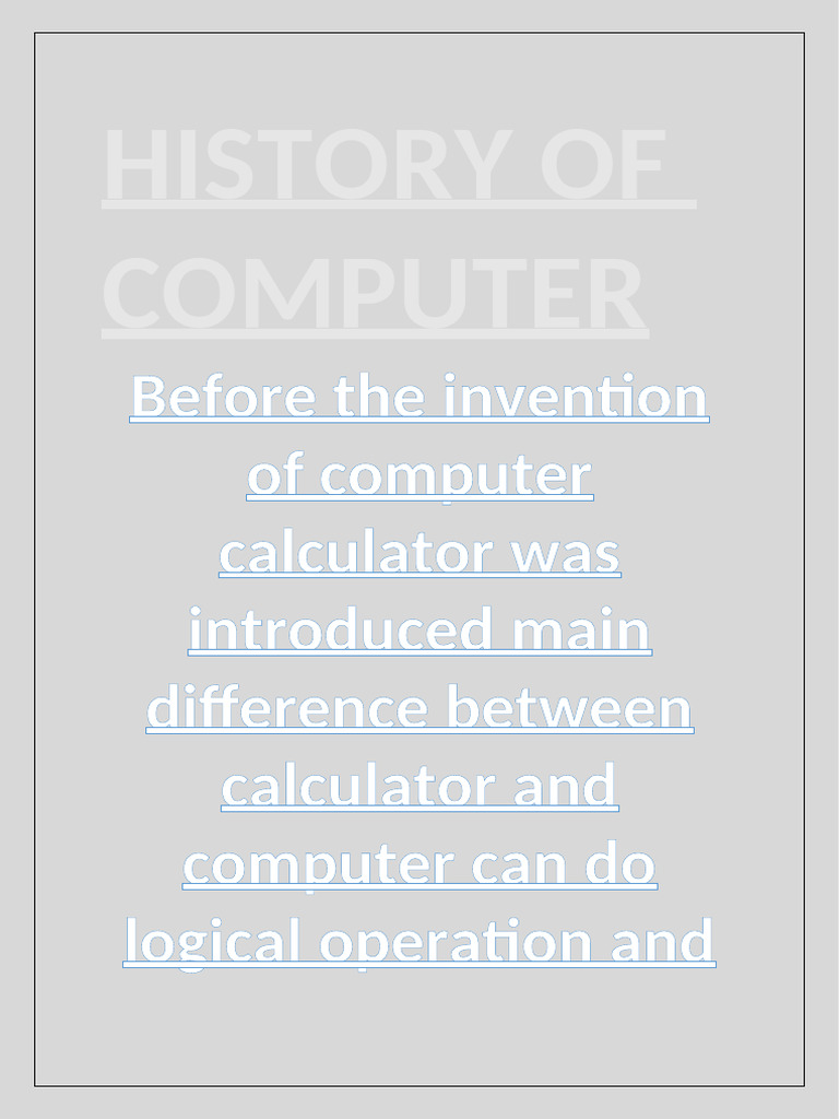 History of Computer | PDF