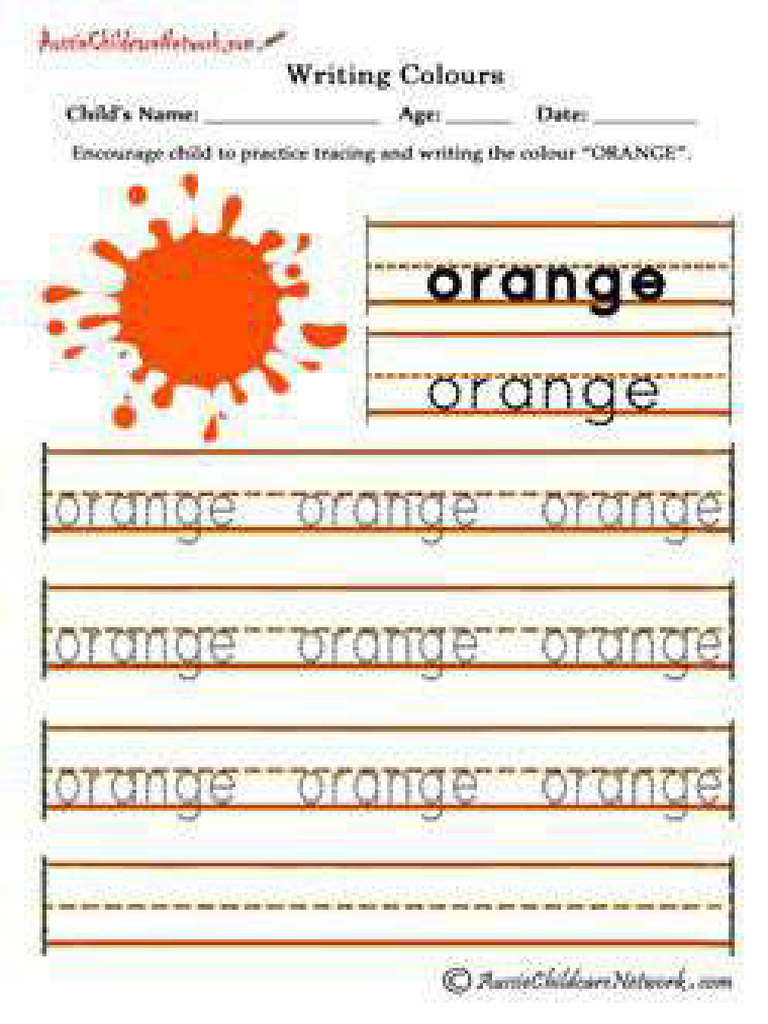 Writing Colours 2 - Aussie Childcare Network | PDF