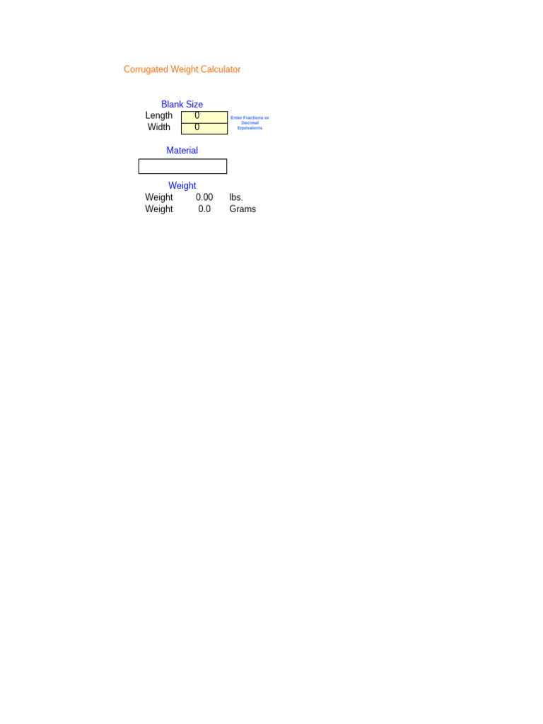 Corrugated Weight Calculation Tool | PDF