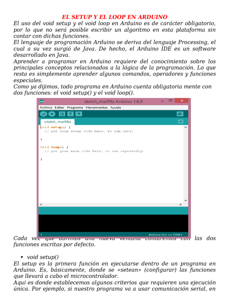 Setup y Loop en Arduino | PDF | Arduino | Programa de computadora