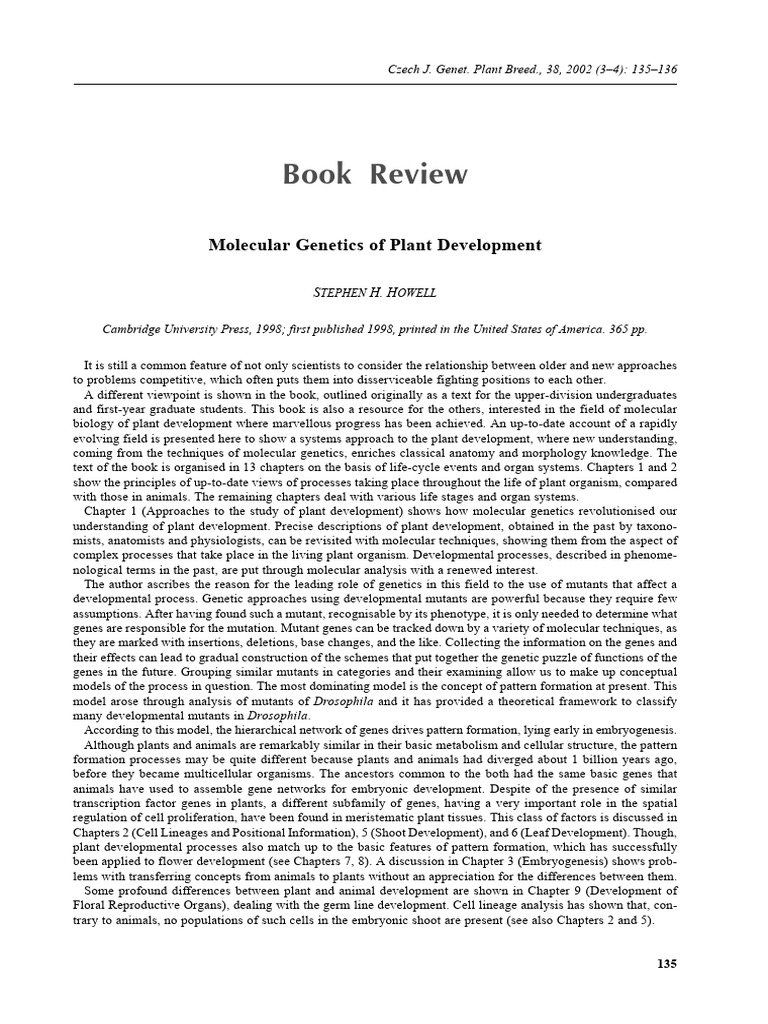 Molecular Genetics in Plant Development | PDF | Developmental Biology ...