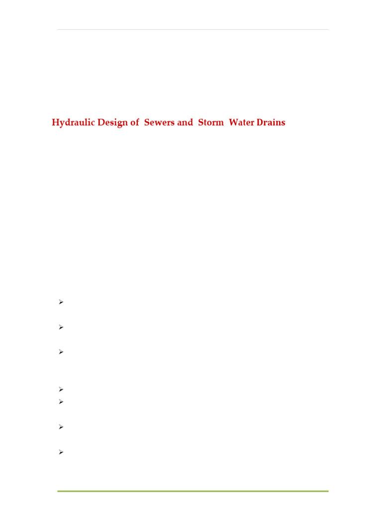 Hydraulic Design of Sewers and Storm Water Drains (p1) | PDF | Sanitary ...