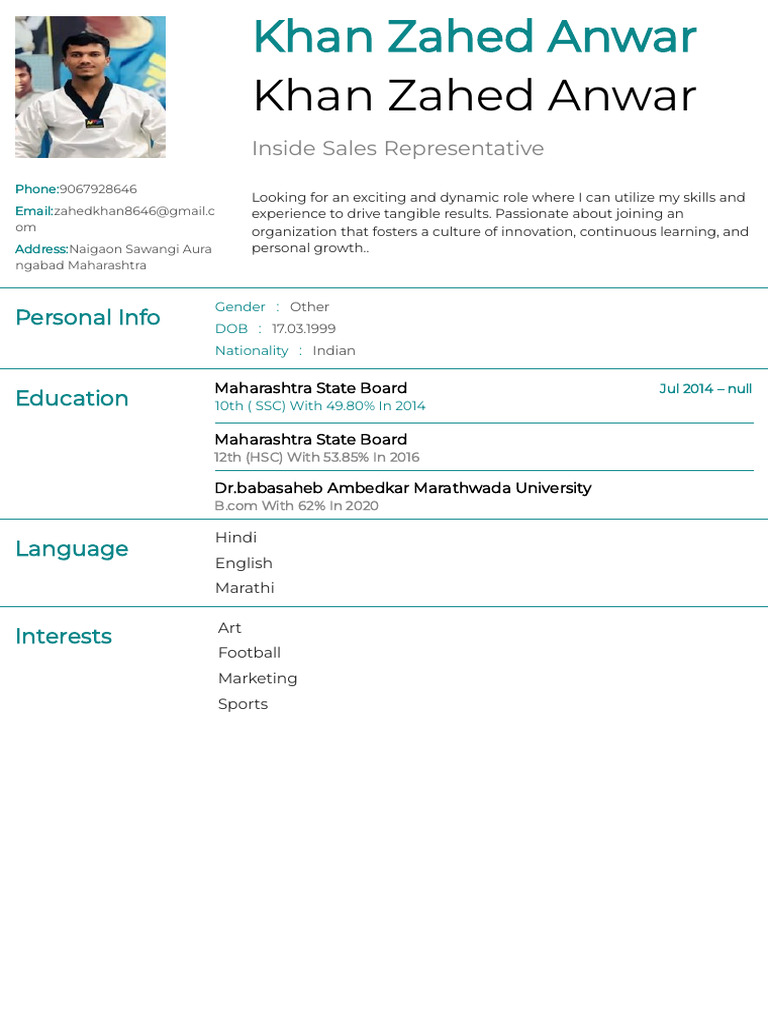 Khan Zahed Anwar Resume 80 | PDF