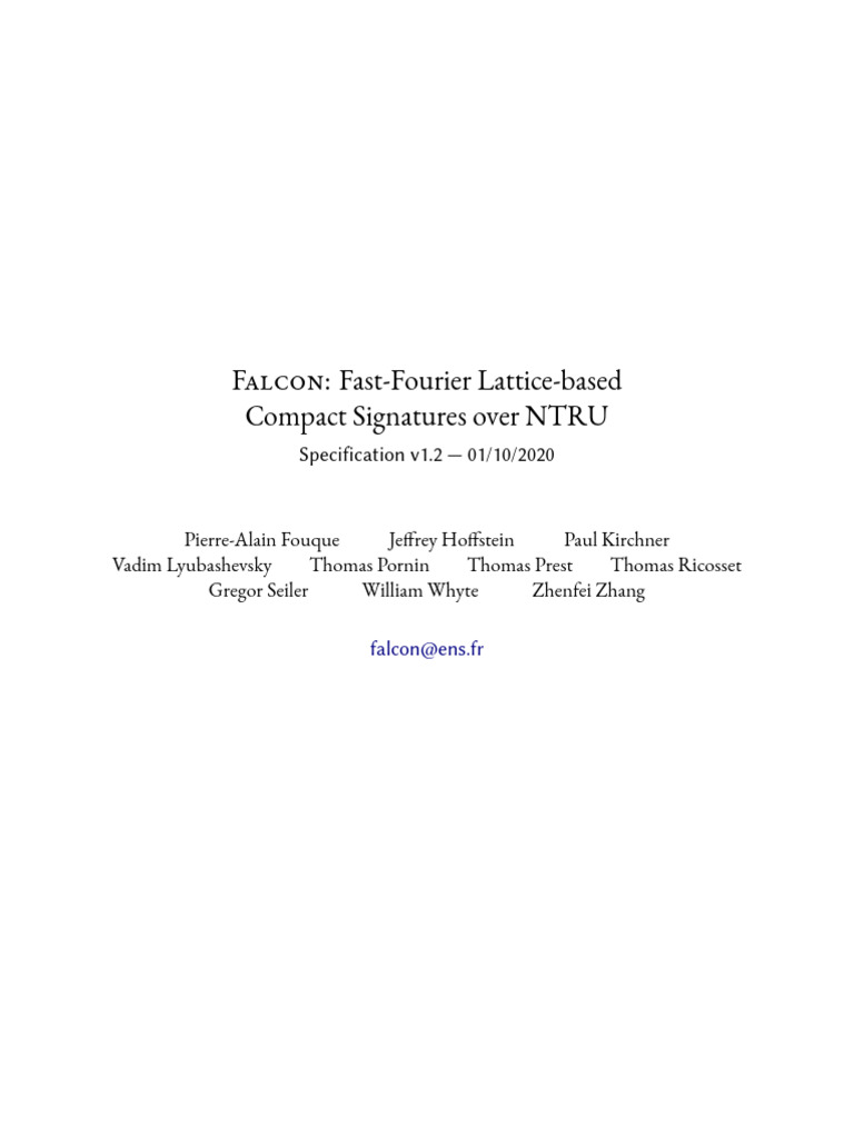 Falcon: Lattice-Based Signatures Overview | PDF | Parameter (Computer ...