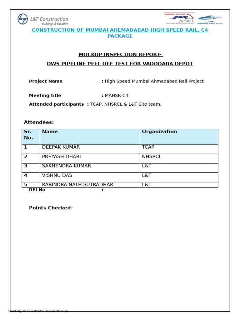 Mumbai-Ahmedabad Rail Project Inspection Report | PDF