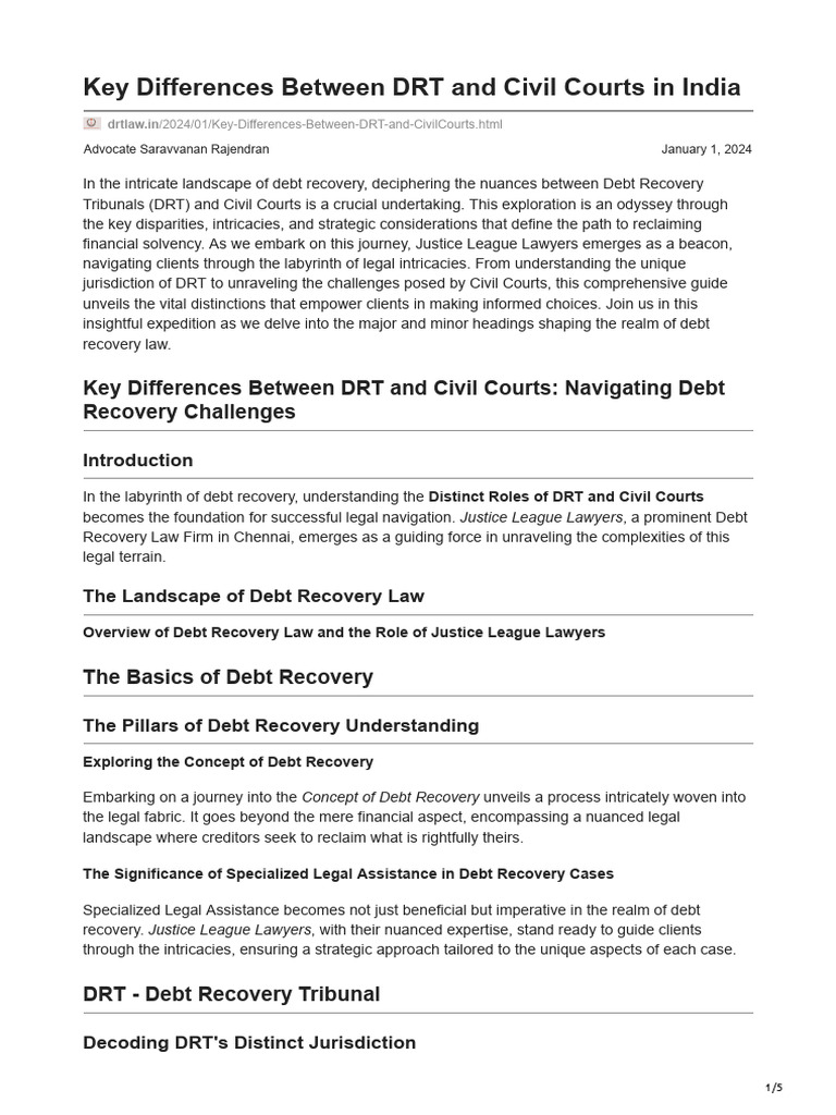 Key Differences Between DRT and Civil Courts in India | PDF | Lawsuit ...