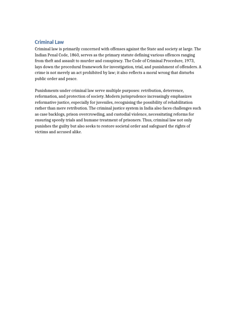 Overview of Criminal Law in India | PDF
