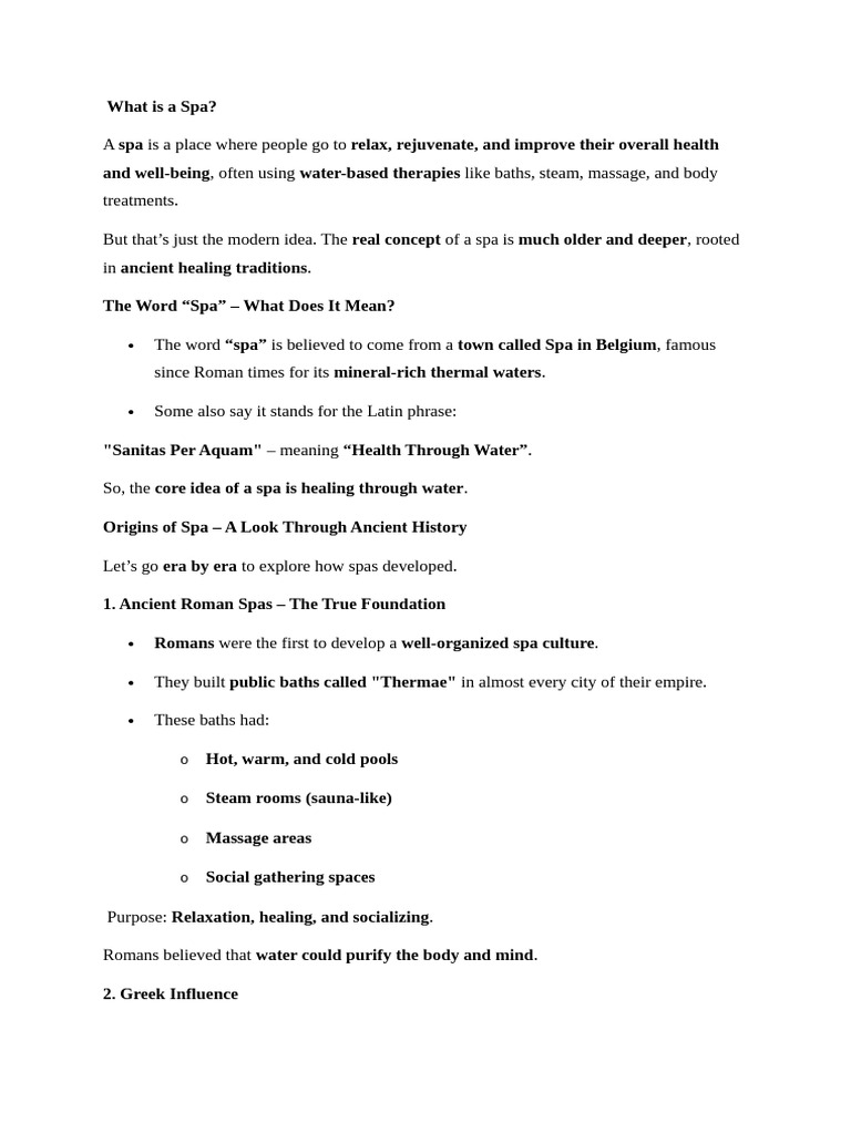 Understanding the Concept of Spas | PDF | Spa | Bathing