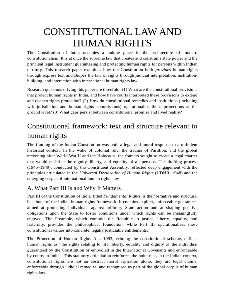 Human Rights in Indian Constitution | PDF | Human Rights | Equal ...