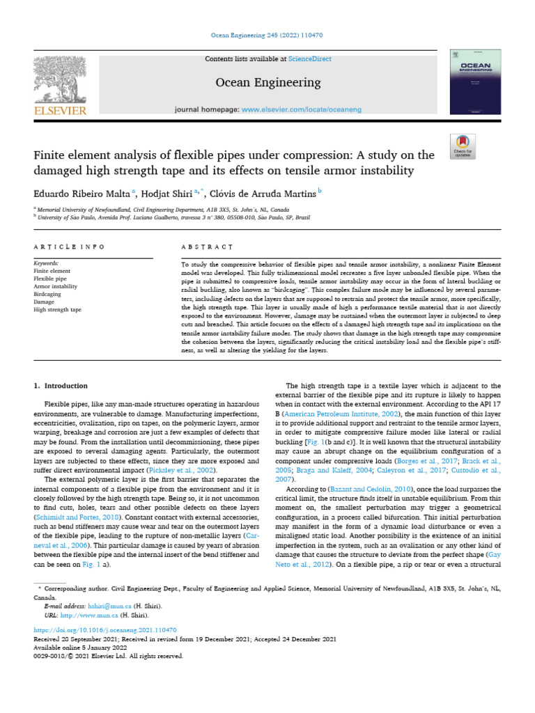 Flexible Pipe Armor Instability Analysis | PDF | Stress (Mechanics ...