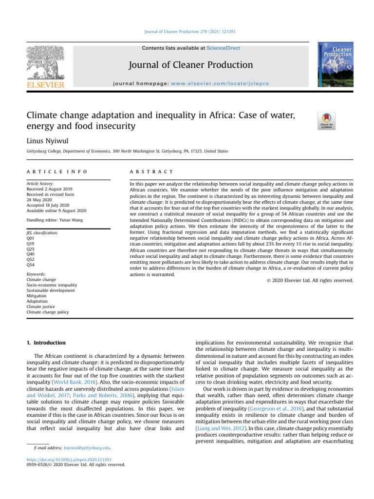 Climate Change and Inequality in Africa | PDF | Climate Change ...