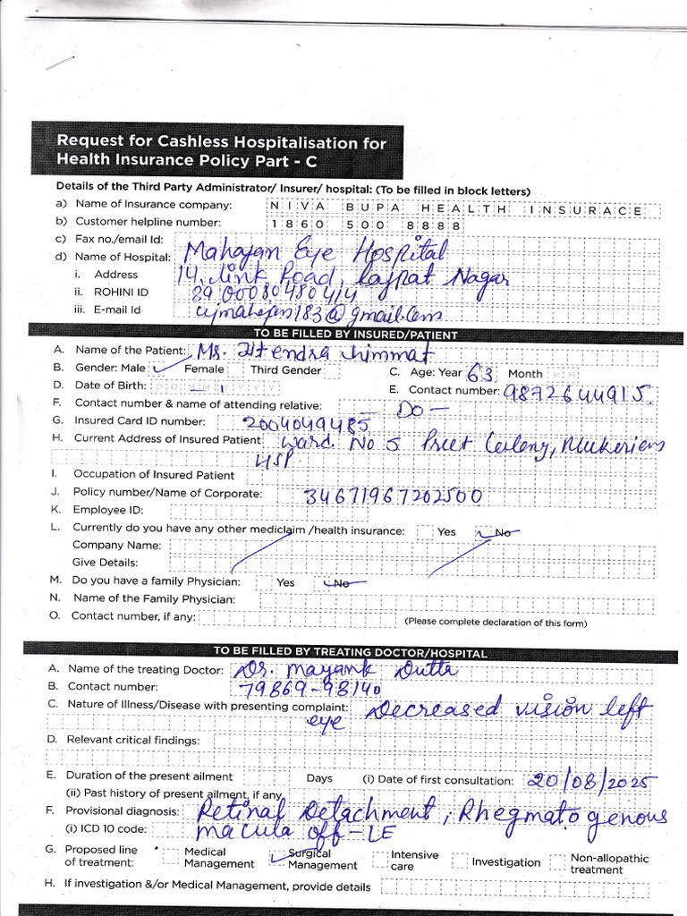 Niva Bupa Pre-Authorization Form | PDF | Health Sciences | Public Services