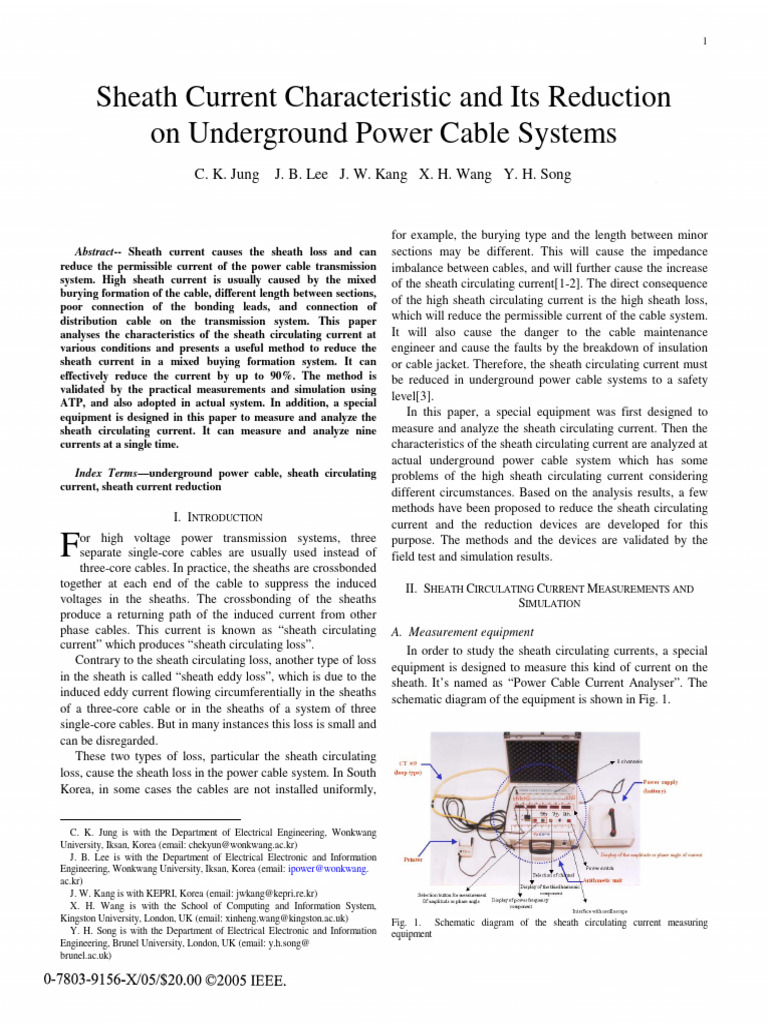 Sheath Current Characteristic and Its Reduction On Underground Power ...