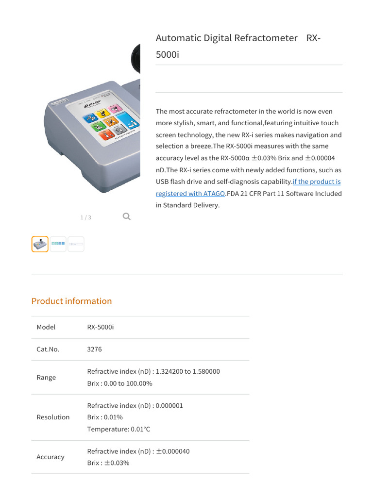 Atago RX-5000i Refractometer Overview | PDF