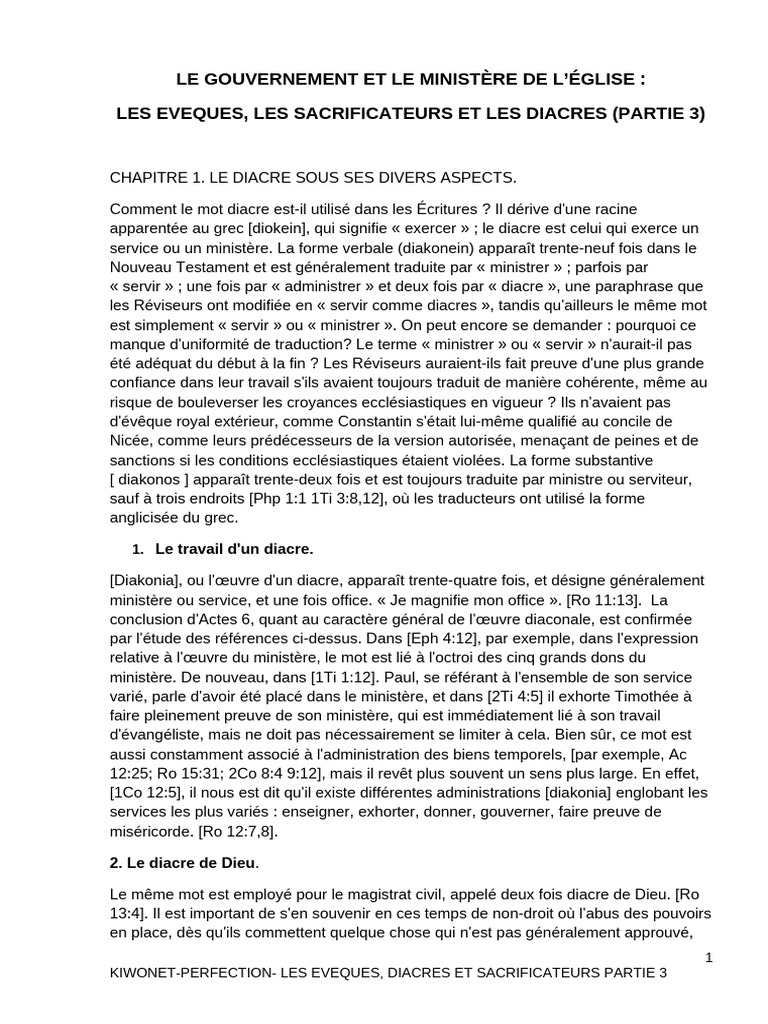 Le rôle et la nature du diacre dans l'Église | PDF | Évêque | Église ...