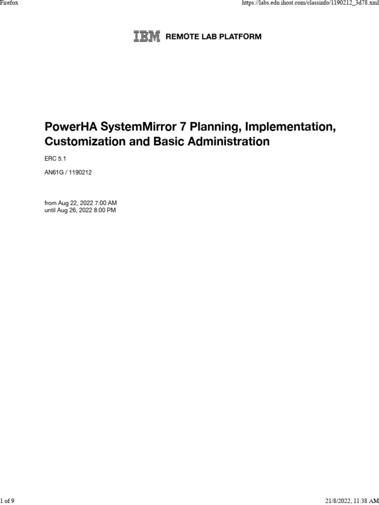 PowerHA SystemMirror 7 Lab Guide | PDF | Operating System Families ...