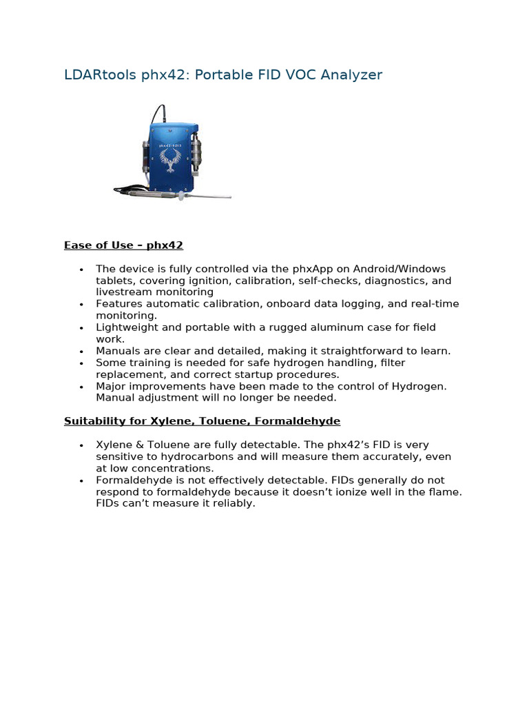 Portable BTEX Gas Analyzers Overview | PDF | Formaldehyde