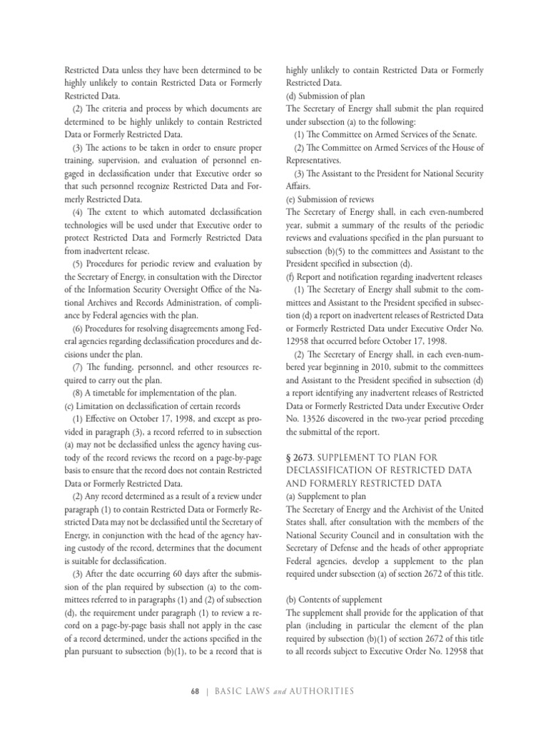 Declassification Procedures for Restricted Data | PDF | Justice | Crime ...