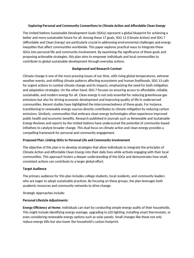 Climate Action & Clean Energy Strategies | PDF | Climate Change ...