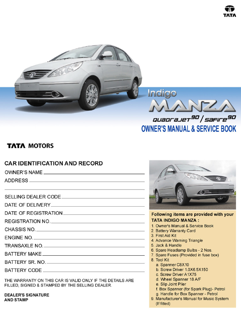 Tata Indigo Manza Owner's Manual | PDF | Vehicle Technology | Private ...