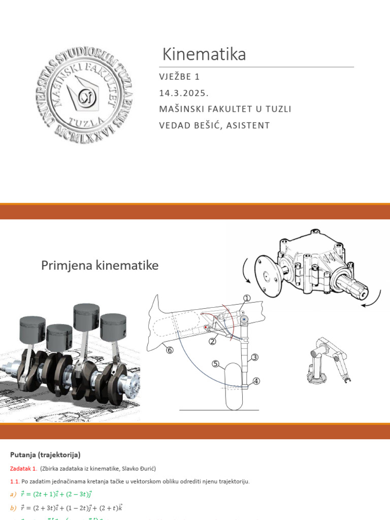 Kinematika Vježbe 1 | PDF