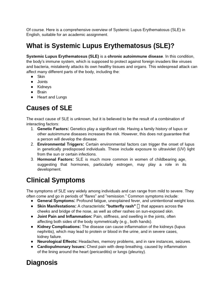 Overview of Systemic Lupus Erythematosus | PDF | Autoimmune Disease ...
