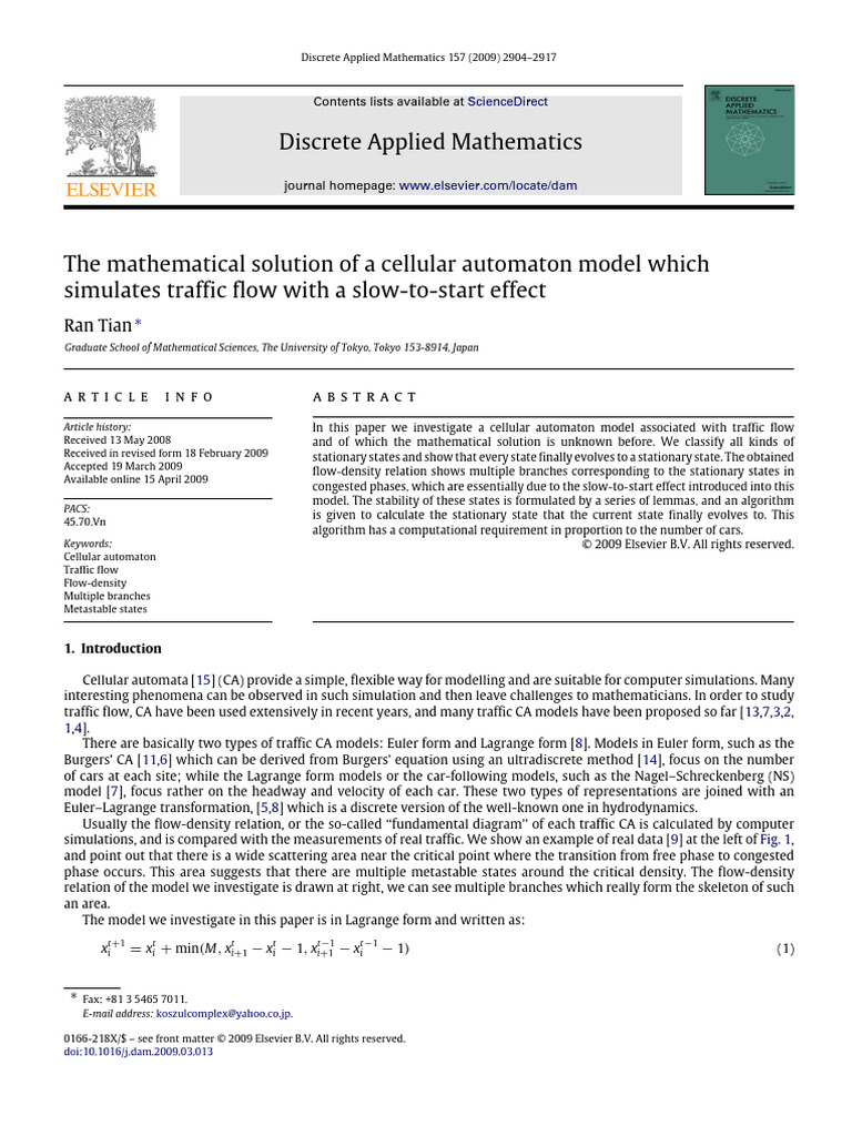 Traffic Flow Simulation with Cellular Automata | PDF | Automata Theory ...