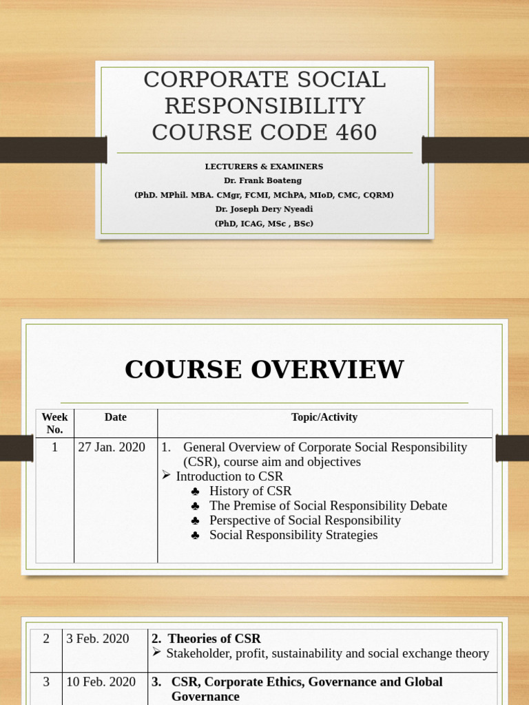 CSR 460 Intro and Overview Slide 1 | PDF | Corporate Social ...
