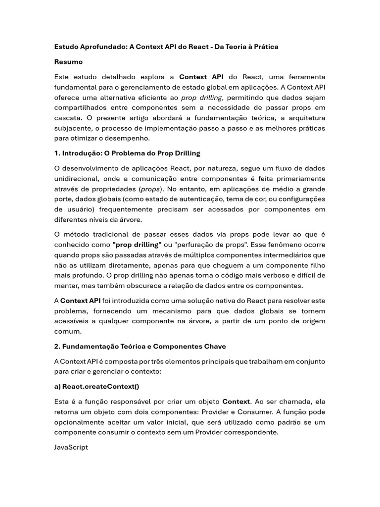 Context API do React: Guia Prático | PDF | Script Java | Estado