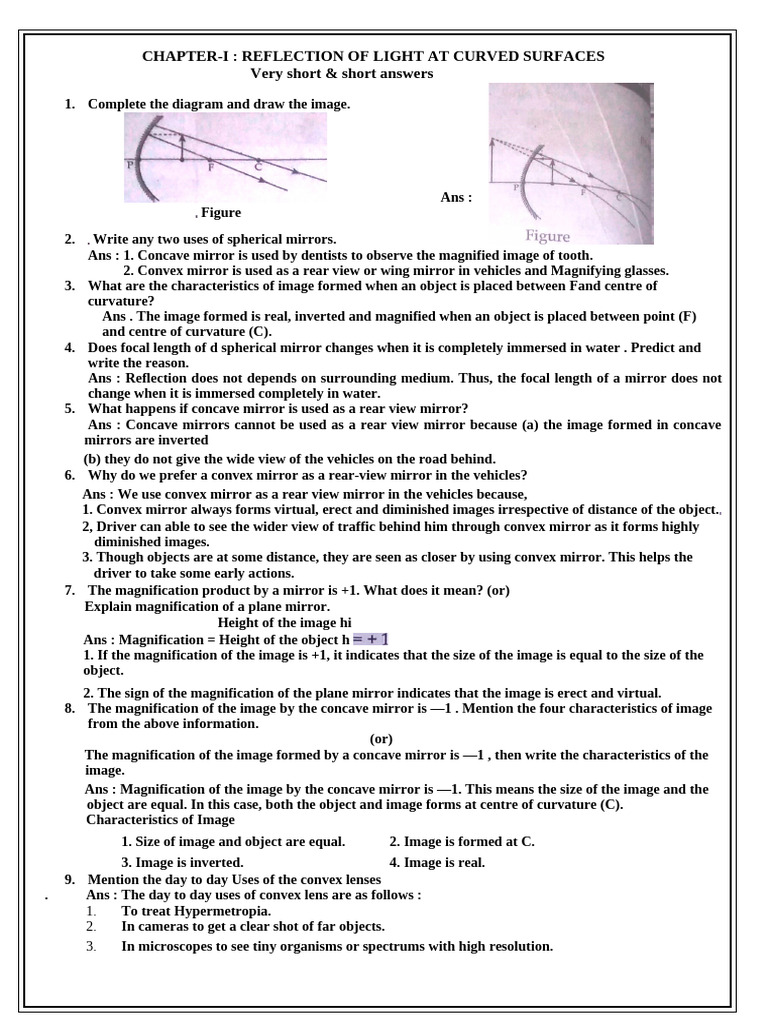 Light Reflection at Curved Surfaces | PDF | Mirror | Optics