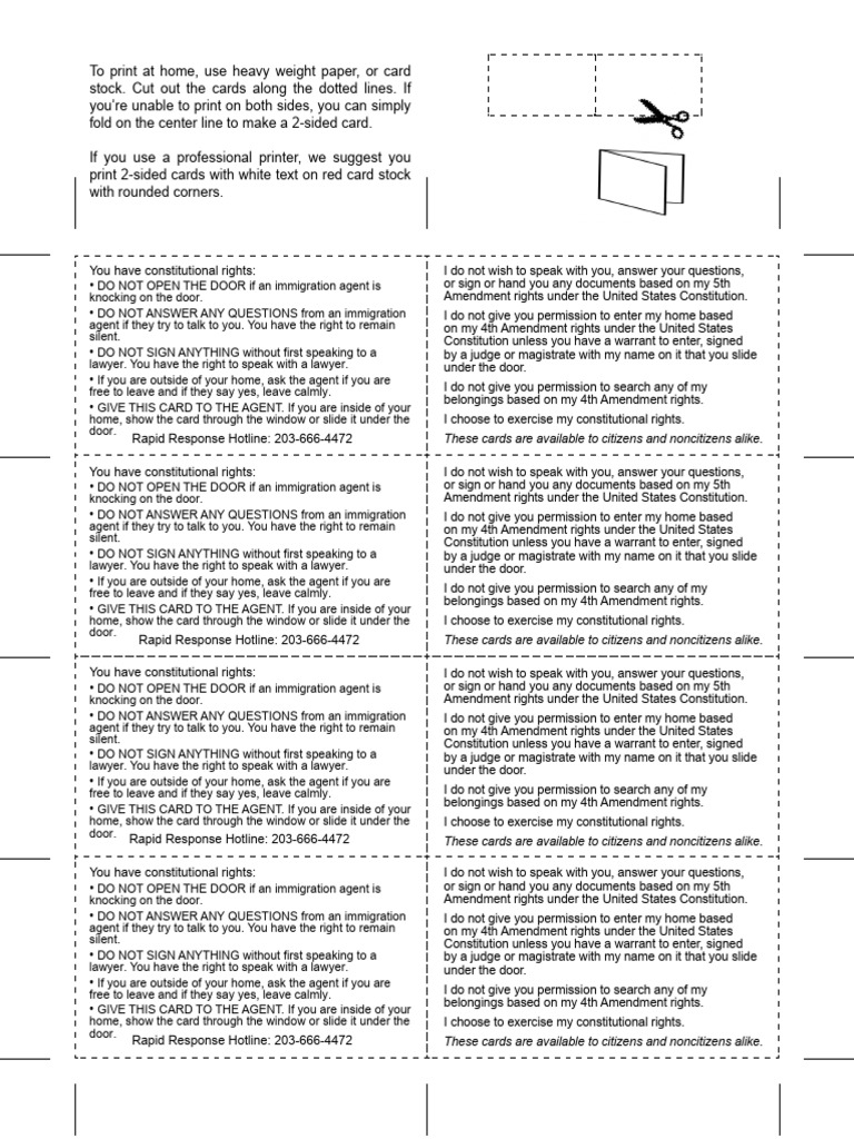 Know Your Rights Red Card Guide | PDF | Fourth Amendment To The United ...