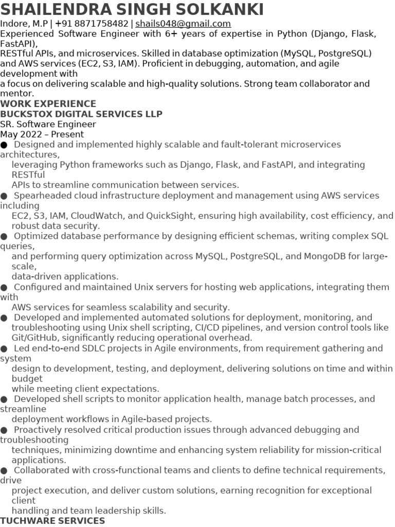 Software Engineer with Python & AWS Expertise | PDF | Amazon Web ...