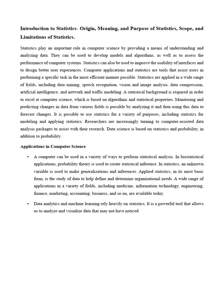 Statistics in Computer Science Applications | PDF | Statistics | Histogram