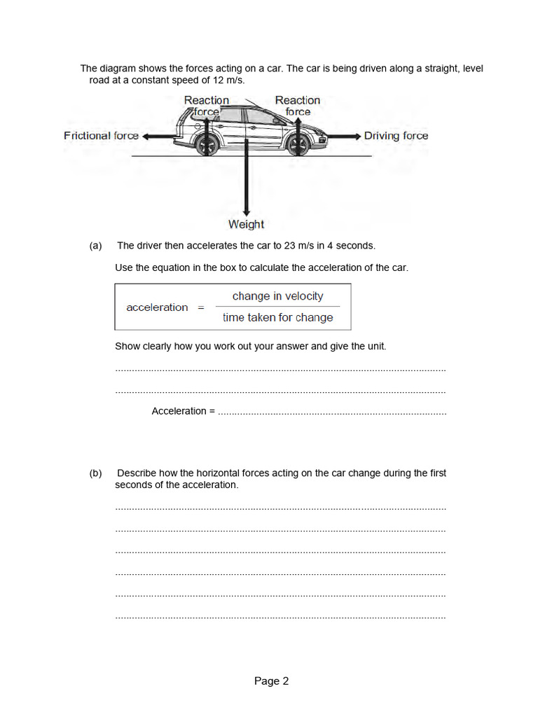 Car Acceleration and Forces Analysis | PDF | Force | Space Shuttle
