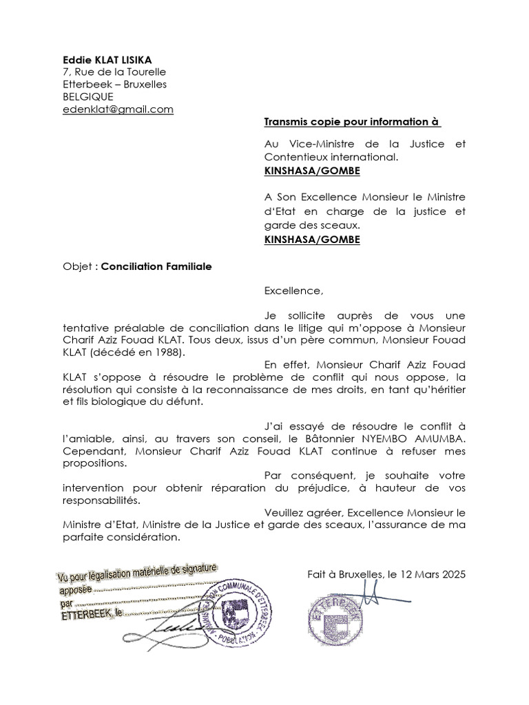 Demande de conciliation familiale | PDF