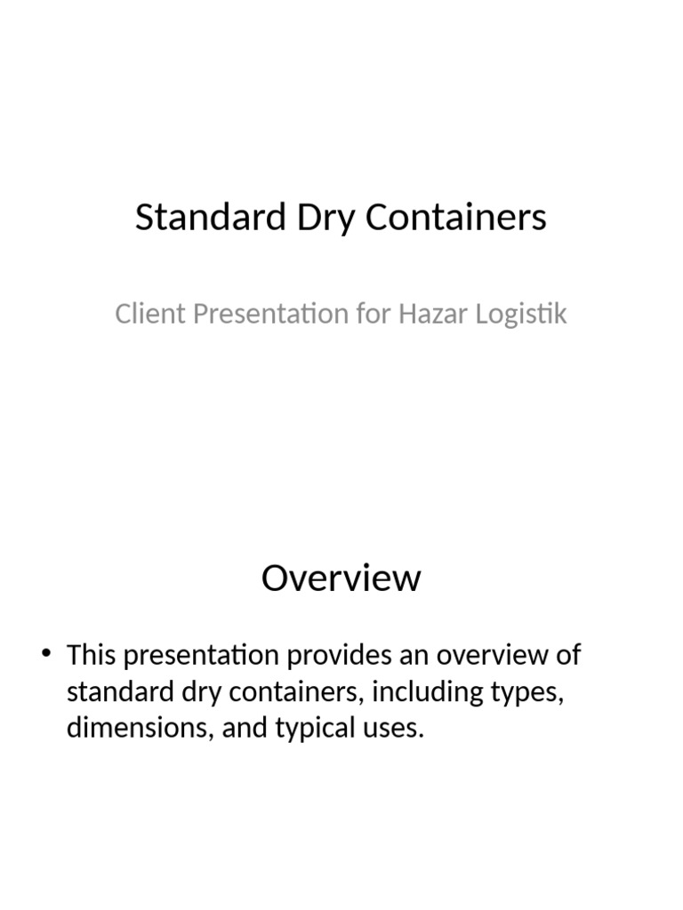 Hazar Logistik: Standard Dry Containers | PDF