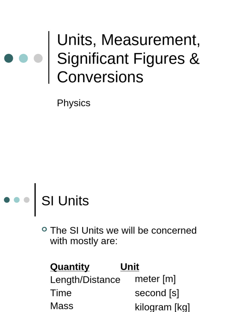 SI Units and Significant Figures Guide | PDF | Significant Figures ...