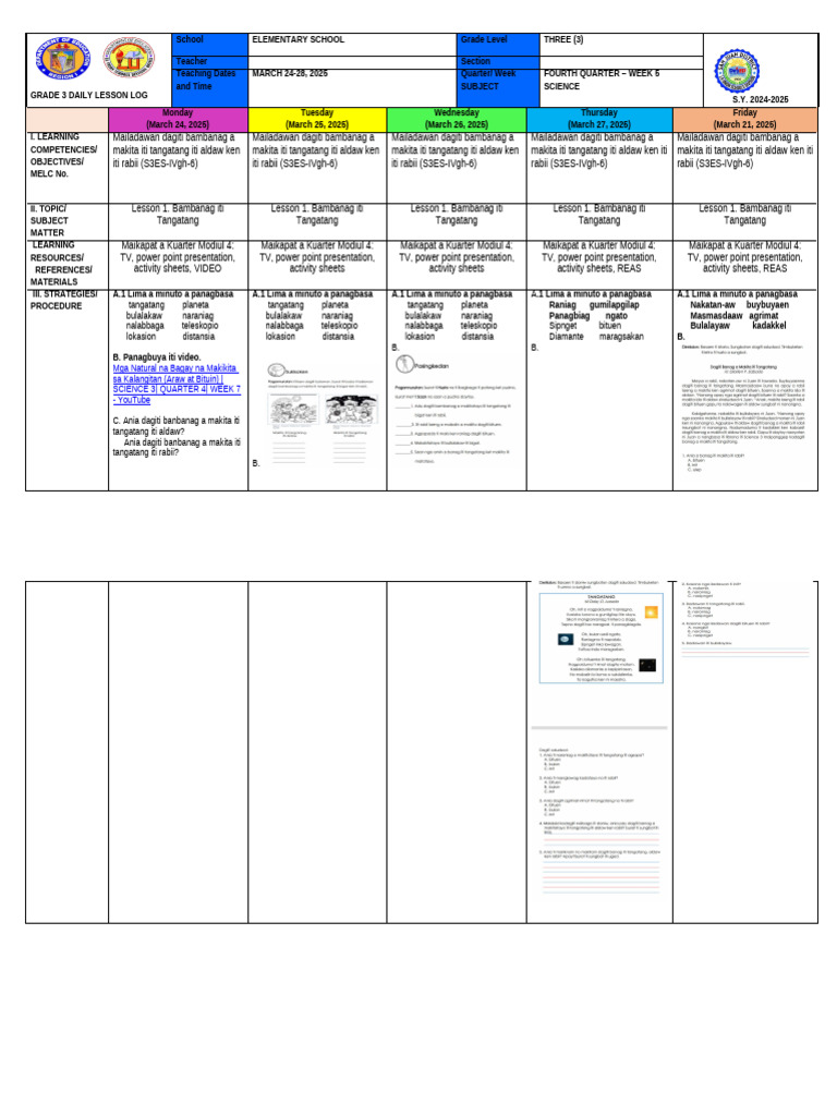 Grade 3 Science Lesson Plan Week 5 | PDF