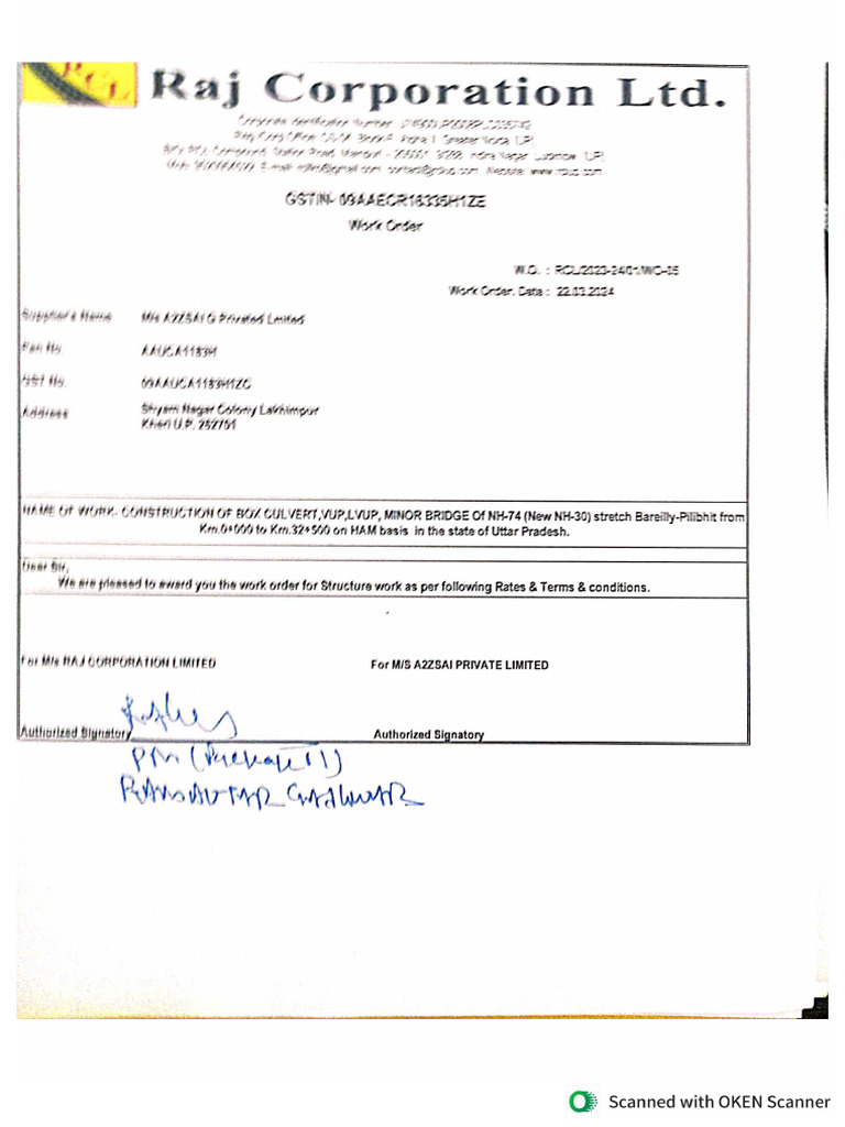 RCL Work Order | PDF