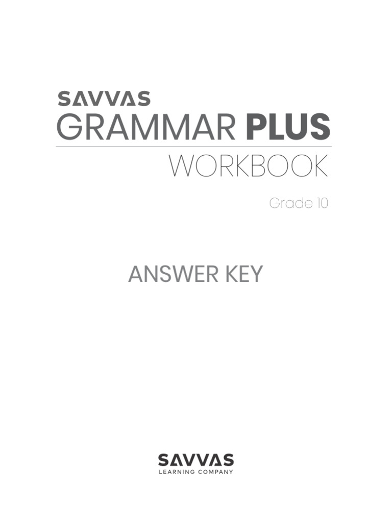Grade 10 Grammar Workbook Answers | PDF | Verb | Part Of Speech