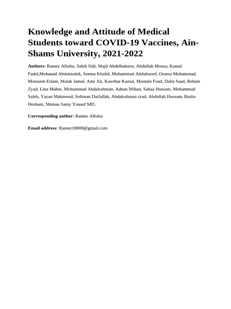 Medical Students' COVID-19 Vaccine Insights | PDF | Vaccines | Public ...