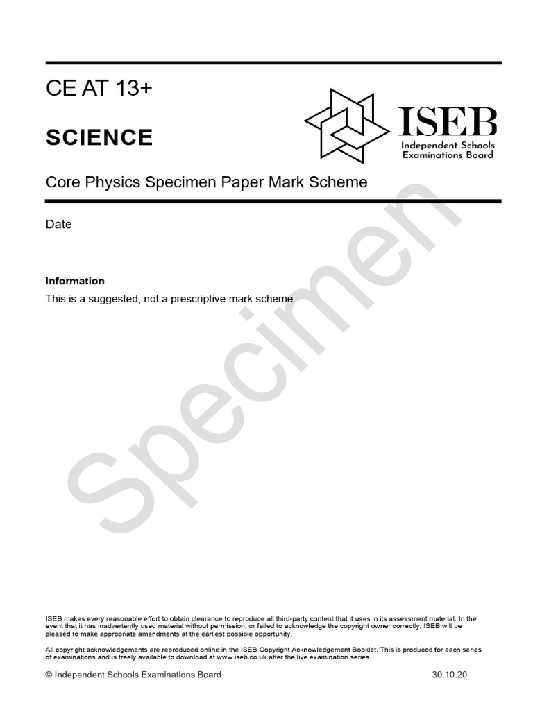 13+ Science Core Physics Mark Scheme | PDF | Earth | Outer Space