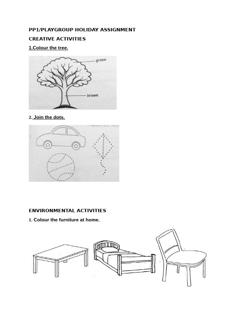 Playgroup Holiday Assignment Activities | PDF