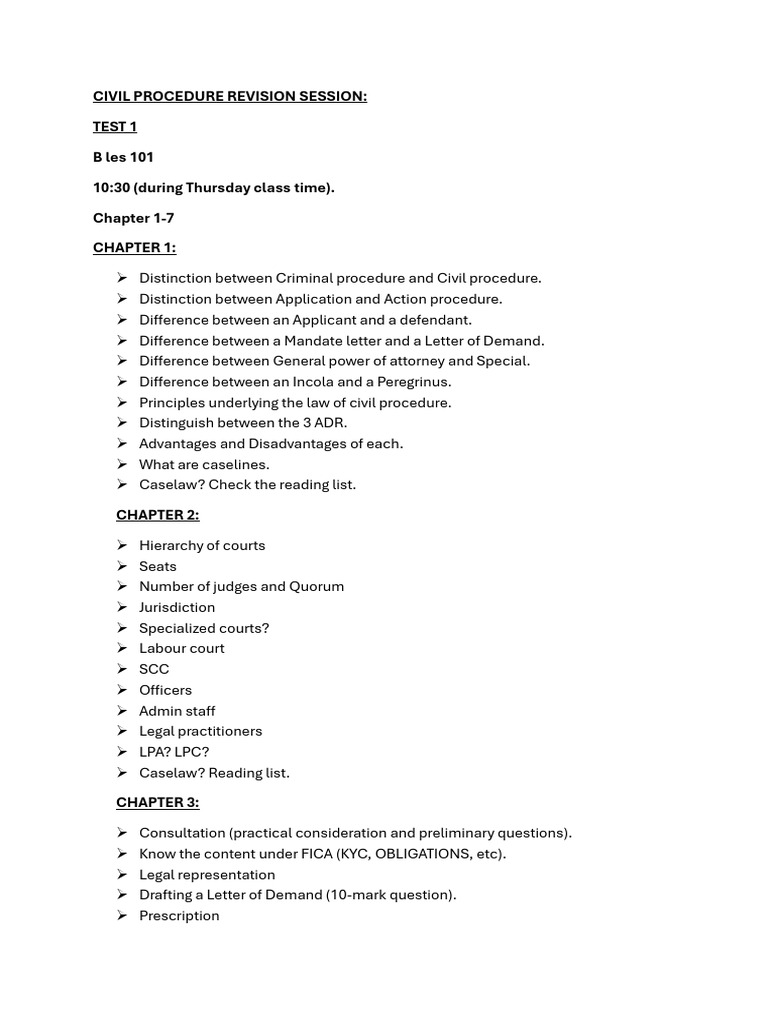 Civil Procedure Revision Session | PDF